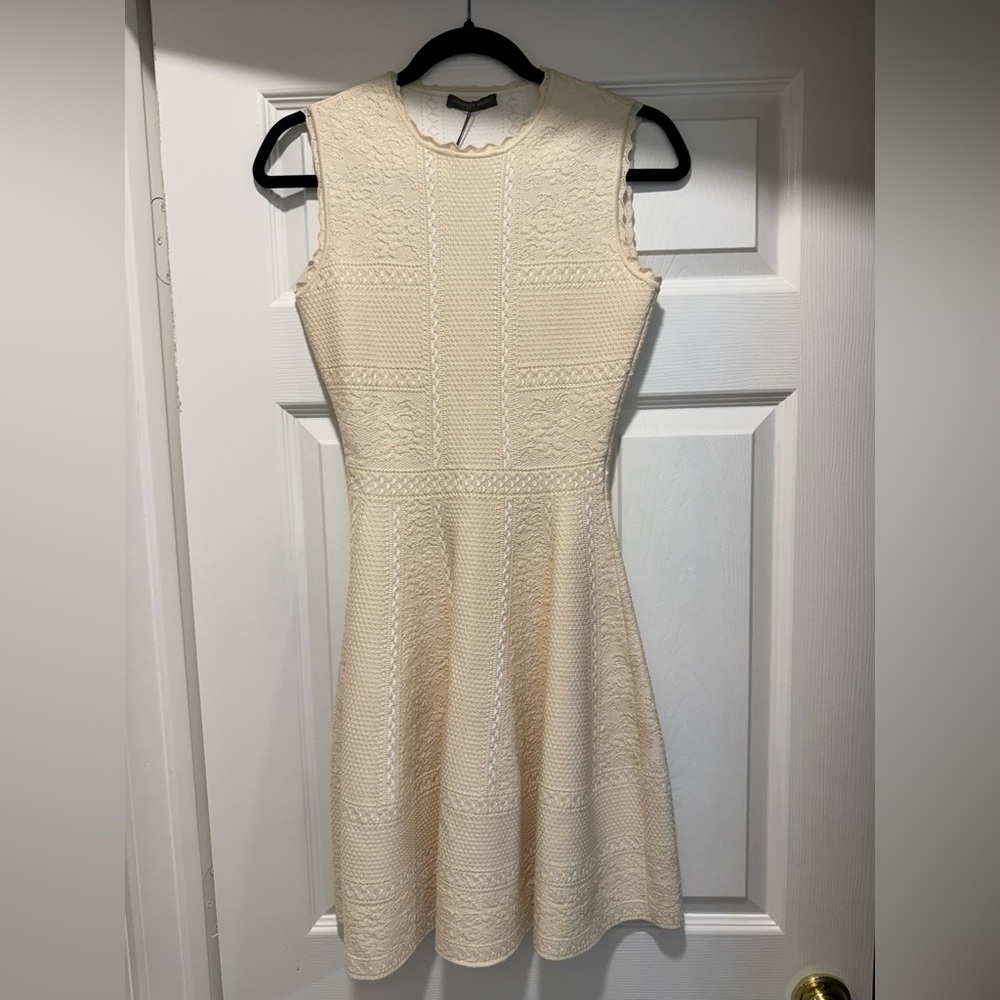 Alexander McQueen Cream Textured Mini Dress